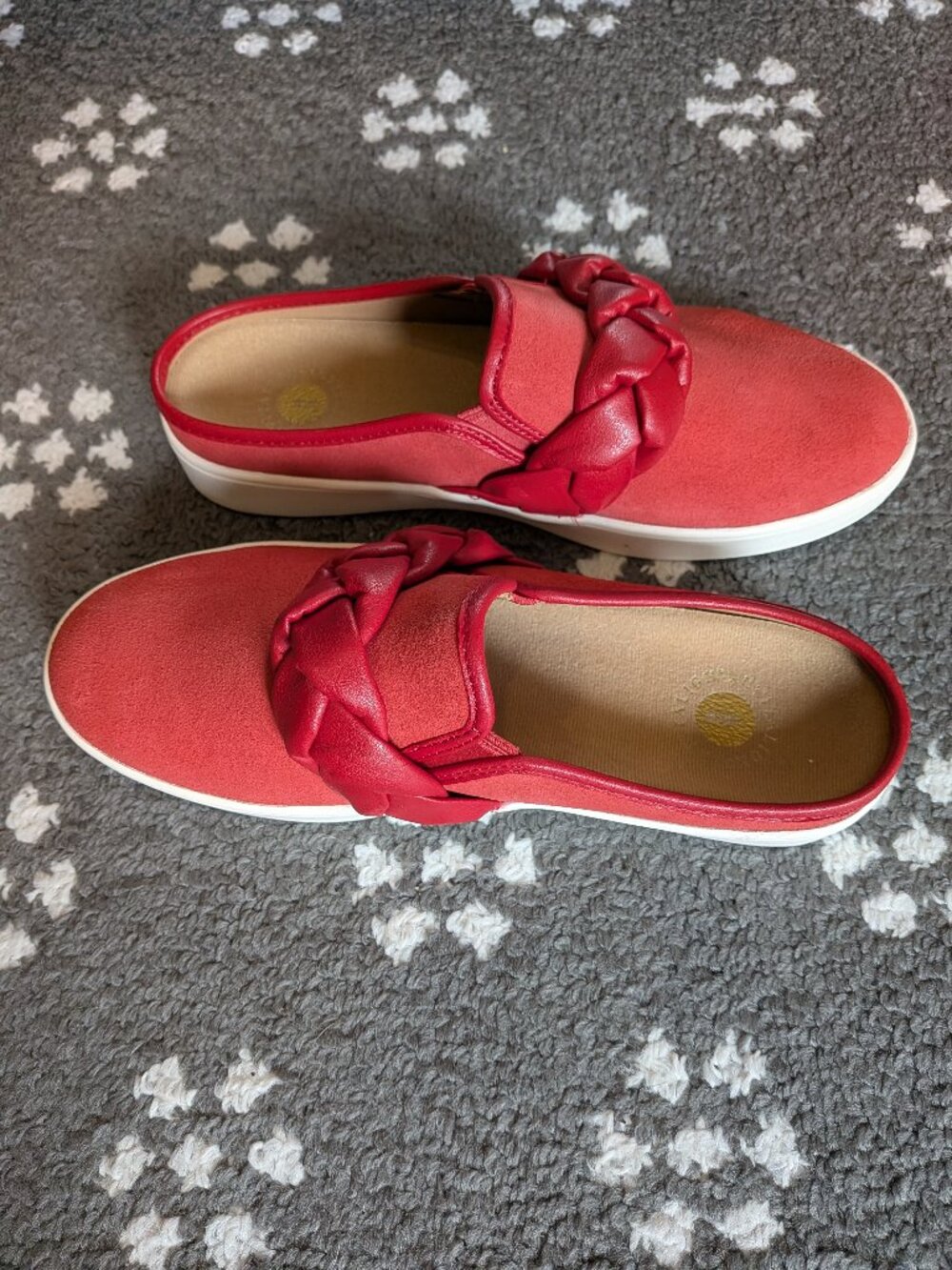 Revitalign Barbados Hanna Braid Orthotic Suede Mules – Baked Apple Red Sz 9